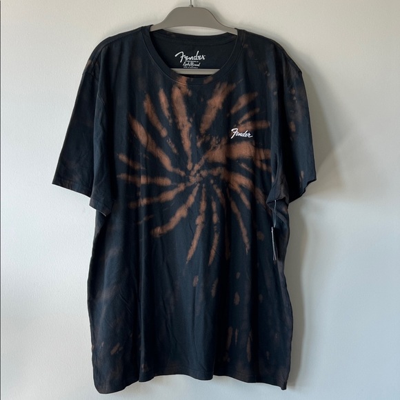 Fender Spiral Tie-Dye Black and Brown Tee - Picture 1 of 7